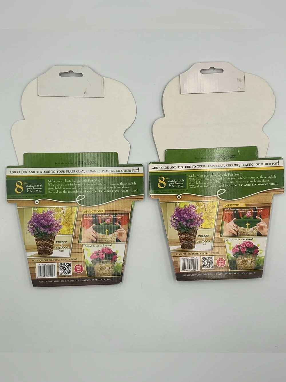 Lot x5 Pot Sox Cover  6”-10” Flower Pot Stretchable Washable Fabric Brown Wicker